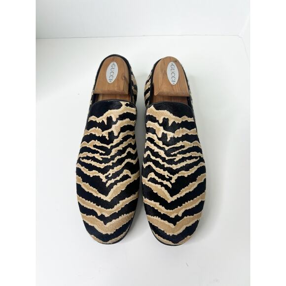 Gucci Pony Hair Black & Tan Zebra Print Loafers, Size 7 main image 5